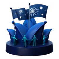 Blue Building with Flags and Figures png