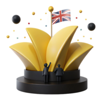 Golden Structure with Flag and Two Figures png