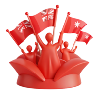 Celebration of Unity Red Figures Holding Flags in a Symbolic Floral Arrangement png