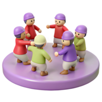 3D Render of Diverse Group of People Standing in a Circle png