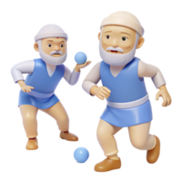 Two 3D Cartoon Characters Playing with a Ball png