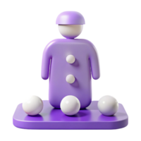 Purple 3D Character with White Circles on a Platform png