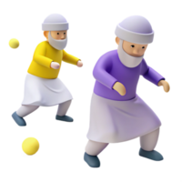 Two 3D Cartoon Characters Playing a Ball Game png