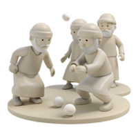 Four Figures Playing a Game with Round Objects png