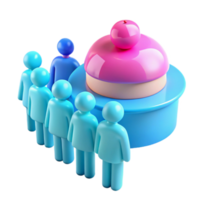 Blue and Pink 3D People Figures with a Large Dome-Shaped Object png