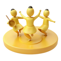 Three 3D Cartoon Characters Dancing on a Round Platform png
