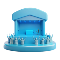 3D Rendering of a Stage with a Performer and an Audience png