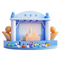 3D Render of an Audience Listening to a Speaker on a Stage png