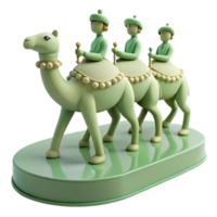Three Figures Riding a Camel Figurine png