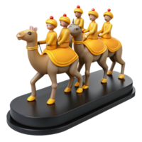 3D Render of Camel Figurine with Riders png
