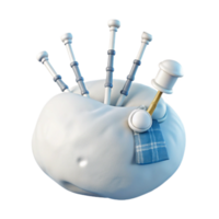 3D Render of a Bagpipe with a Plaid png