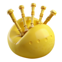 Yellow 3D Render of a Bagpipe png