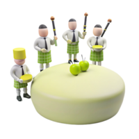 Cartoon Figures Playing Music on Large Green Platform png
