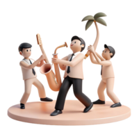 3D Rendered Illustration of a Band Playing Music Under a Palm Tree png