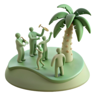 Island Party with Palm Tree and Dancing Figures png