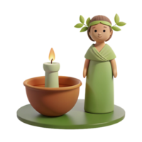 3D Render of a Figurine Holding a Lit Candle png
