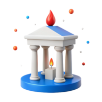 Classical Temple Structure with Symbolic Flames Represents Spirituality and History with Pillars, Architecture, and Ancient Design png