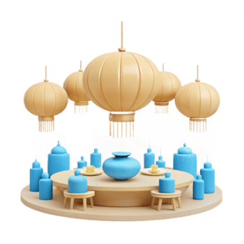 3d rendere di un' festivo tavolo ambientazione con lanterne png