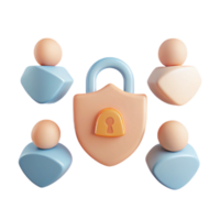 Secure Access for Multiple Users with Padlock and Shield Illustration png