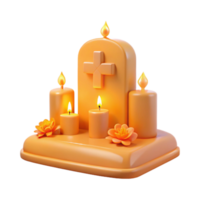 Candles and Cross 3D Render png