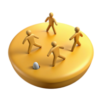 Four Stick Figures Standing on a Round Platform with a White Egg in the Center png