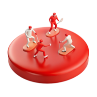 Red and White Figures on a Red Platform png