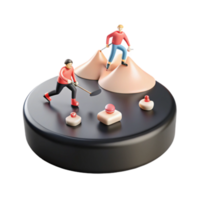 Miniature Figures Playing a Game on a Circular Platform png