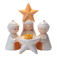 3D Render of Three Figures Around a Star-Shaped Table png