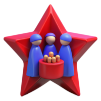 3D Render of Blue People Around a Red Star png