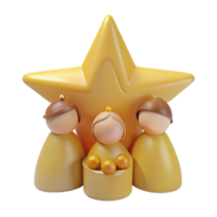 3D Rendered Christmas Nativity Scene with a Star png