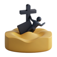 3D Illustration of a Stick Figure Trying to Escape a Grave png