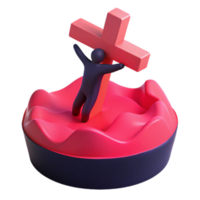 3D Render of a Person Holding a Cross png