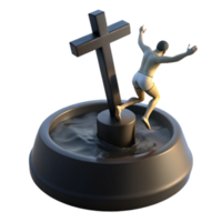 Man Jumps into Pool with Cross in Center png
