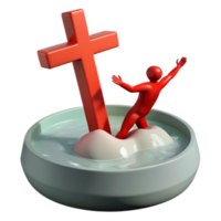3D Render of a Person Standing on a Cloud with a Cross in the Background png