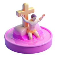 3D Render of a Character in a Pool of Liquid with a Cross png