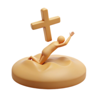 3D Render of a Person Reaching Up Towards a Cross png