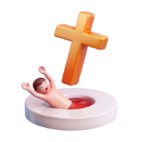 3D Render of a Person Drowning With a Cross Above png