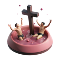 Two Men in a Pool with a Cross png