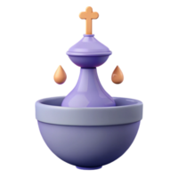 3D Rendered Illustration of a Purple Bowl with a Cross and Droplets png