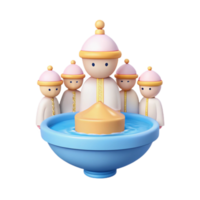 3D Rendered Illustration of Figures in Traditional Attire Around a Water Basin png