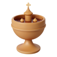 3D Render of a Religious Chalice with a Small Church in the Center png