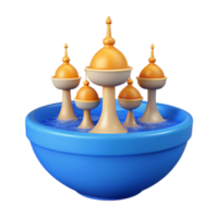 3D Render of Domes in a Blue Bowl of Water png