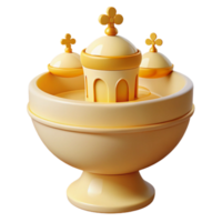 3D Render of a Yellow Fountain with Three Domes png