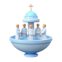 3D Render of a Religious Ritual at a Fountain png