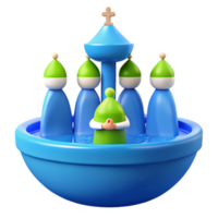3D Render of Religious Ceremony with Figures and Water png