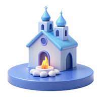 3D Render of a Small Church with a Burning Candle png