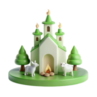 3D Render of a Cozy Cottage with a Fire and Two Animals png