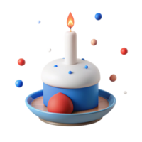3D Rendered Birthday Cake with Candle and Colorful Balls png
