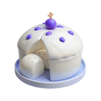 3D Render of a White and Purple Religious Building with a Cross on Top png