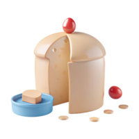 3D Render of a Cake with a Red Cherry on Top png